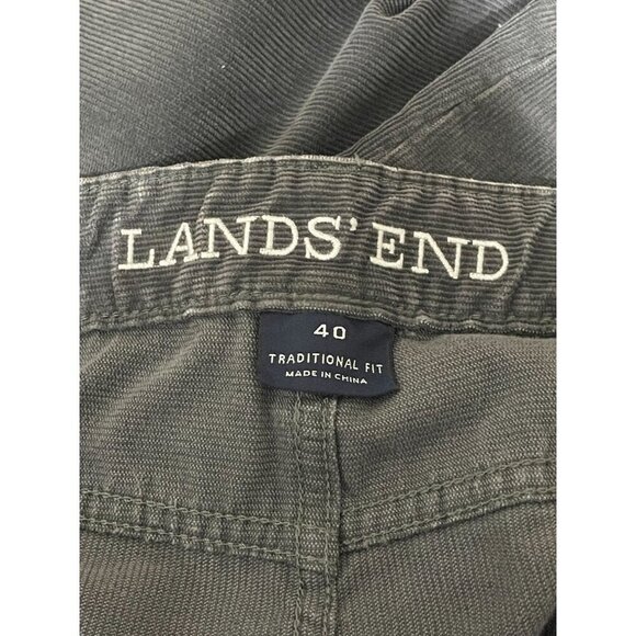 Lands End Mens Traditional Fit Corduroy Pant Gray Size 40 x 31 Elastic Extenders - Picture 5 of 9